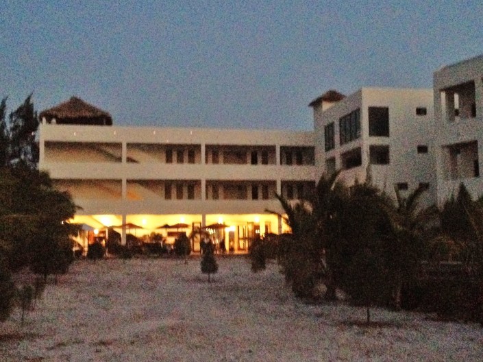 Looking back toward the Hotel's patio from the edge of the lagoon, shortly after sunset on Friday.