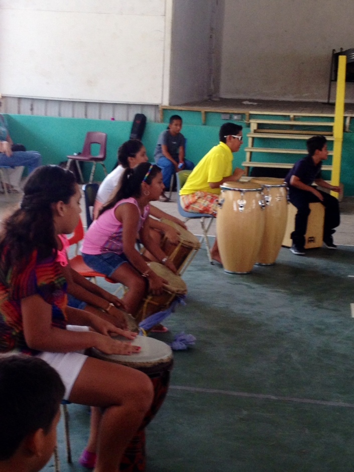 Drums and percussions keep the beat on graduation day, San Pedro Summer Music Academy.